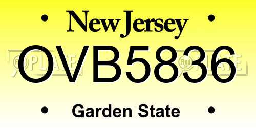 OVB5836 New Jersey License Plate