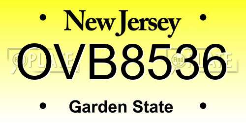 OVB8536 New Jersey License Plate