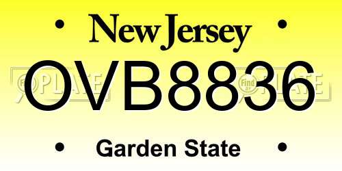 OVB8836 New Jersey License Plate