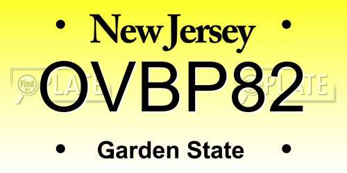 OVBP82 New Jersey License Plate