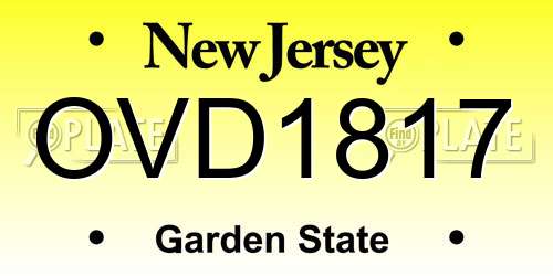 OVD1817 New Jersey License Plate