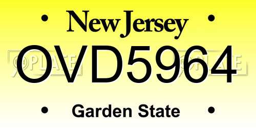 OVD5964 New Jersey License Plate