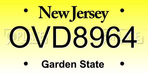 OVD8964 New Jersey License Plate
