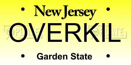 OVERKIL New Jersey License Plate