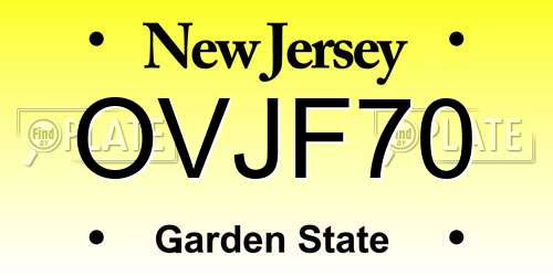 OVJF70 New Jersey License Plate
