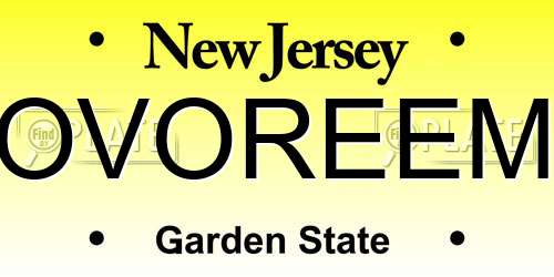 OVOREEM New Jersey License Plate