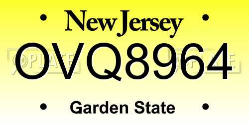 OVQ8964 New Jersey License Plate