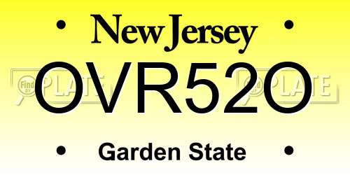 OVR52O New Jersey License Plate