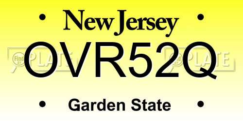 OVR52Q New Jersey License Plate