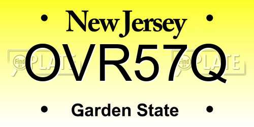 OVR57Q New Jersey License Plate