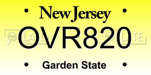 OVR820 New Jersey License Plate