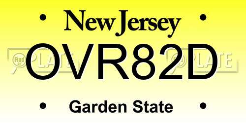 OVR82D New Jersey License Plate
