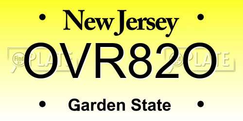 OVR82O New Jersey License Plate
