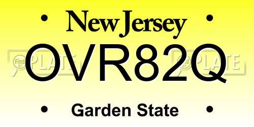 OVR82Q New Jersey License Plate