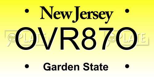 OVR87O New Jersey License Plate