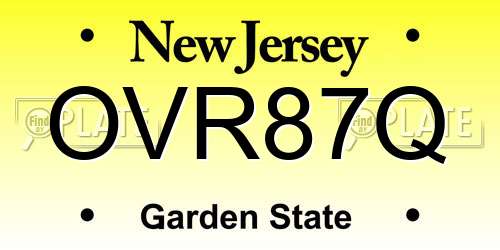 OVR87Q New Jersey License Plate