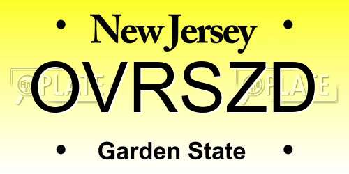 OVRSZD New Jersey License Plate