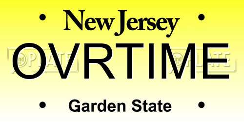 OVRTIME New Jersey License Plate