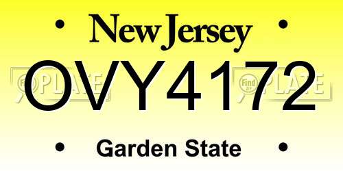 OVY4172 New Jersey License Plate