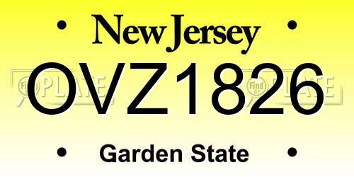 OVZ1826 New Jersey License Plate