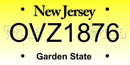 OVZ1876 New Jersey License Plate