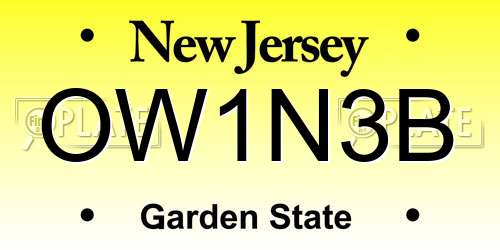 OW1N3B New Jersey License Plate