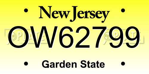 OW62799 New Jersey License Plate