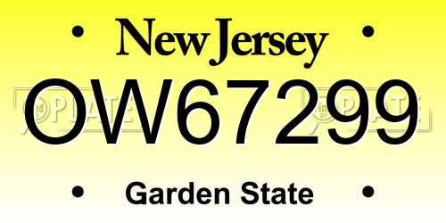 OW67299 New Jersey License Plate