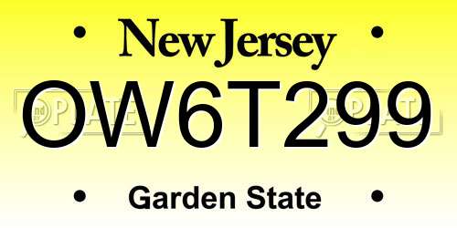 OW6T299 New Jersey License Plate