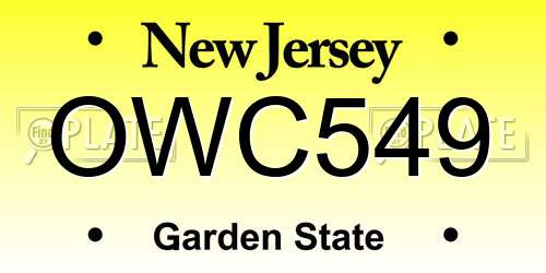 OWC549 New Jersey License Plate