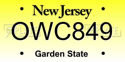 OWC849 New Jersey License Plate