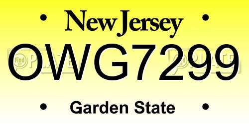 OWG7299 New Jersey License Plate
