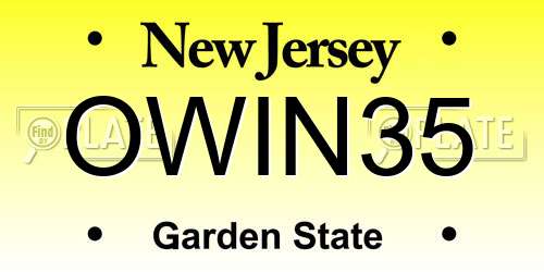 OWIN35 New Jersey License Plate