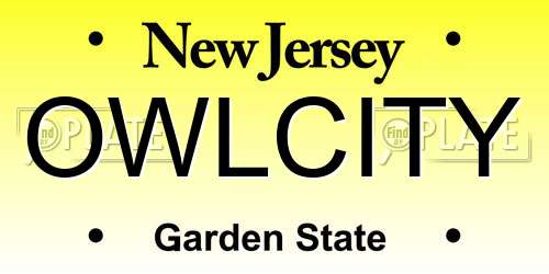 OWLCITY New Jersey License Plate