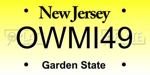 OWMI49 New Jersey License Plate