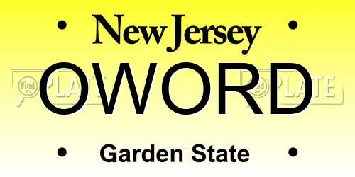 OWORD New Jersey License Plate