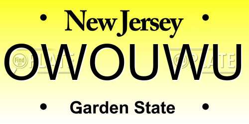 OWOUWU New Jersey License Plate