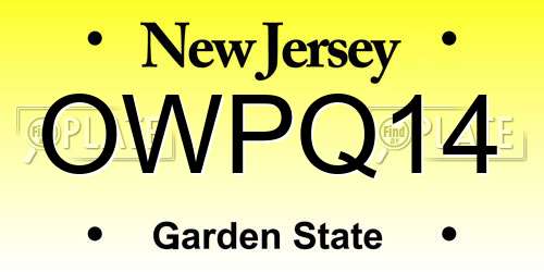OWPQ14 New Jersey License Plate