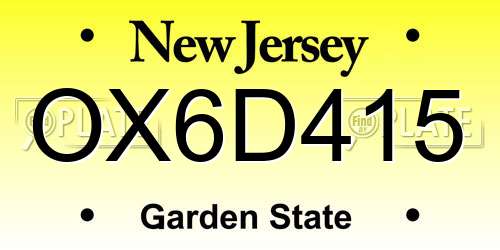 OX6D415 New Jersey License Plate