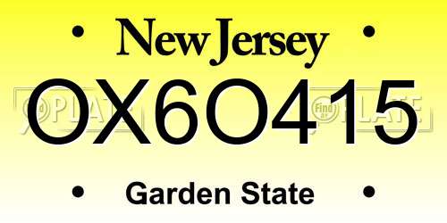 OX6O415 New Jersey License Plate