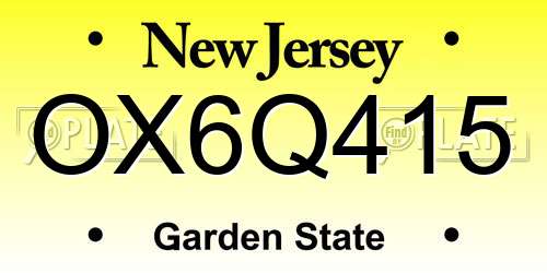 OX6Q415 New Jersey License Plate