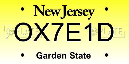 OX7E1D New Jersey License Plate
