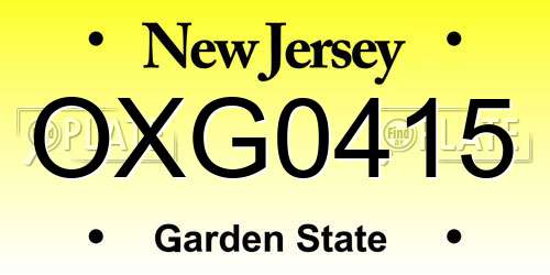 OXG0415 New Jersey License Plate