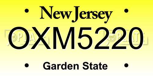 OXM5220 New Jersey License Plate