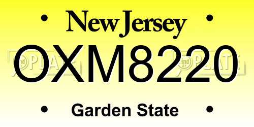 OXM8220 New Jersey License Plate