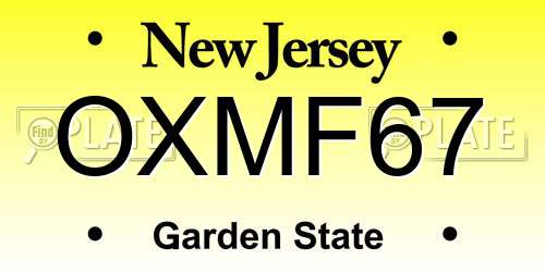 OXMF67 New Jersey License Plate