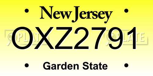 OXZ2791 New Jersey License Plate