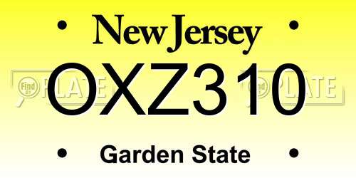 OXZ310 New Jersey License Plate