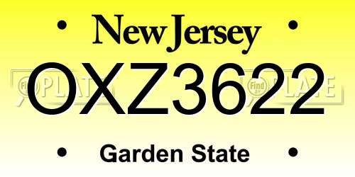 OXZ3622 New Jersey License Plate
