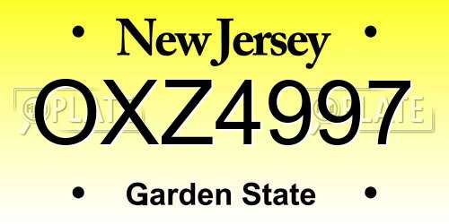 OXZ4997 New Jersey License Plate